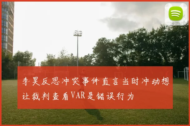 李昊反思冲突事件直言当时冲动想让裁判查看VAR是错误行为